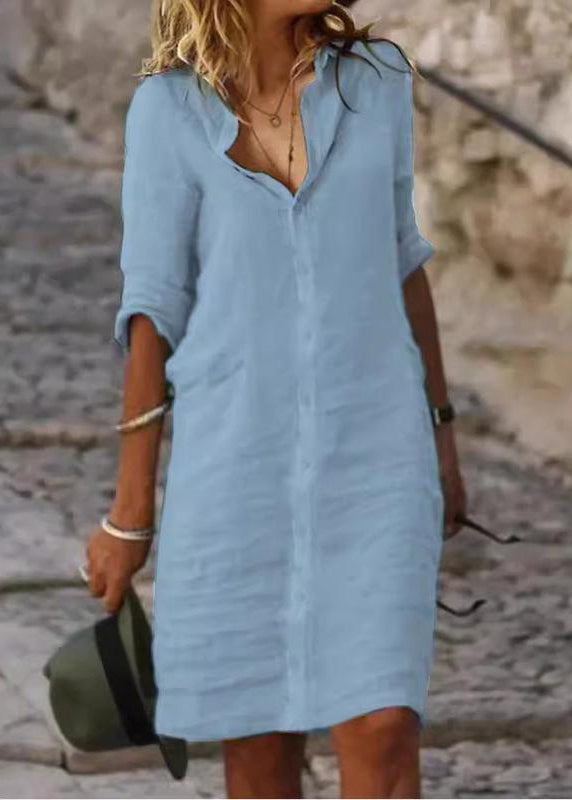 Simple White Oversized Linen Day Shirt Dress Summer
