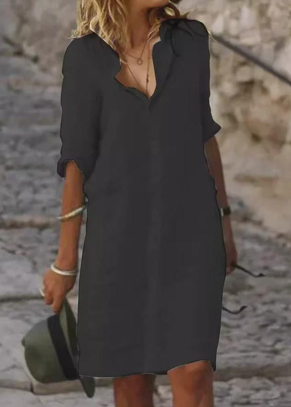 Simple White Oversized Linen Day Shirt Dress Summer