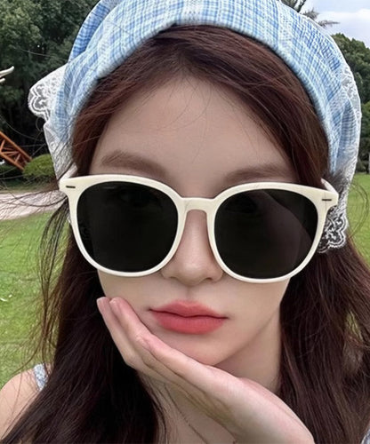 Simple White Resin Patchwor UV Protection Sunglasses