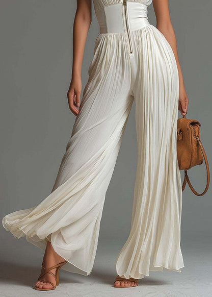 Simple White Stand Collar Patchwork Solid Jumpsuit Summer