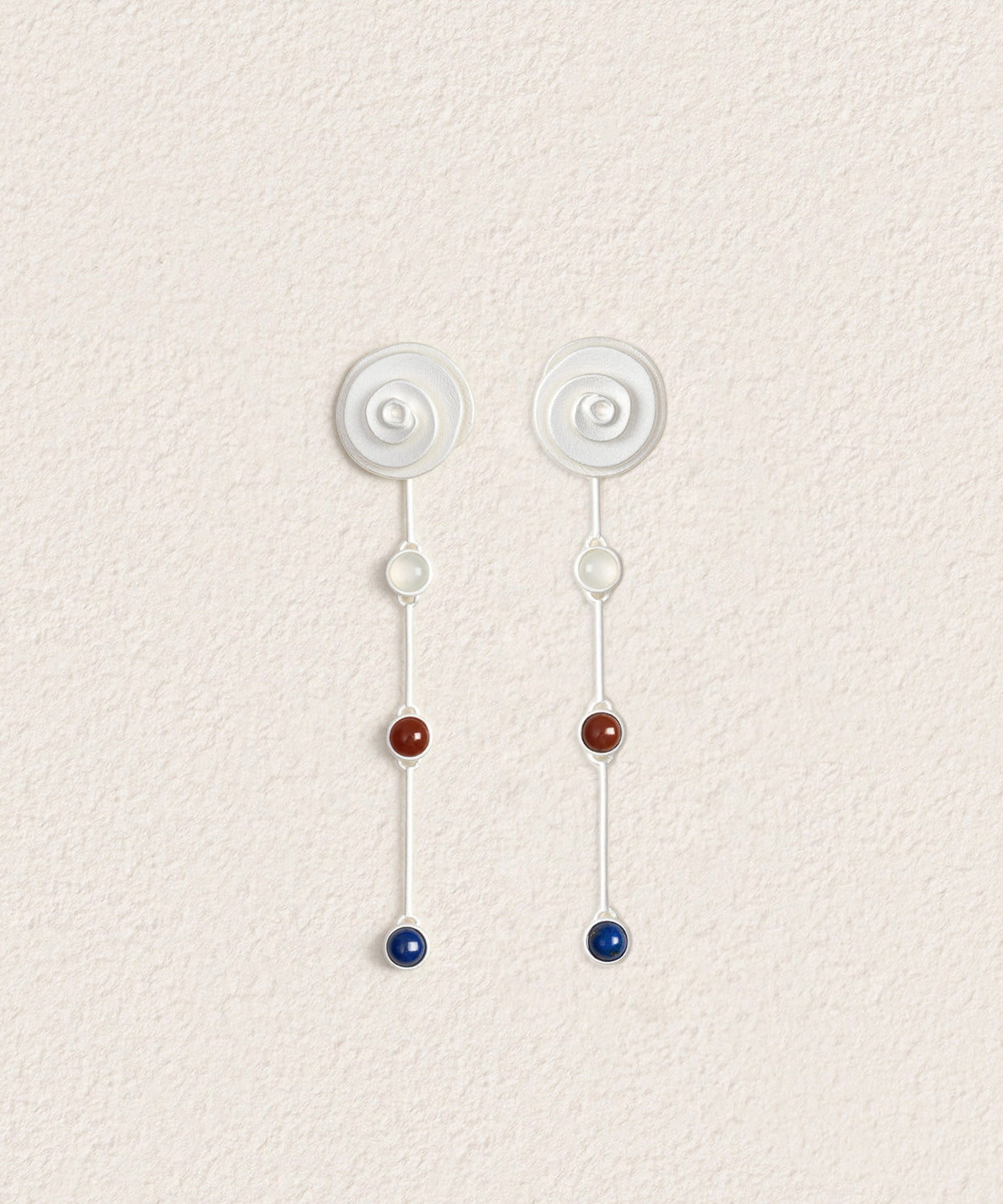 Simple White Sterling Silver Gem Stone Agate Conch Drop Earrings
