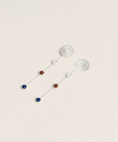 Simple White Sterling Silver Gem Stone Agate Conch Drop Earrings