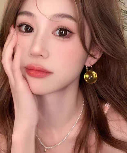 Simple Yellow Acrylic Alloy Spher Hoop Earring