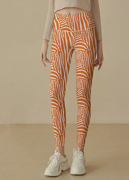 Simple Zebra Pattern Print High Waist Pilates Capri Running Leggings