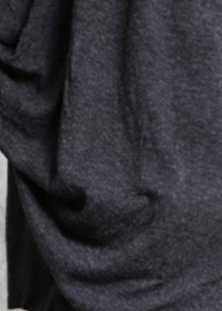 Simple black cotton clothes asymmetric cotton robes wild Dress - SooLinen