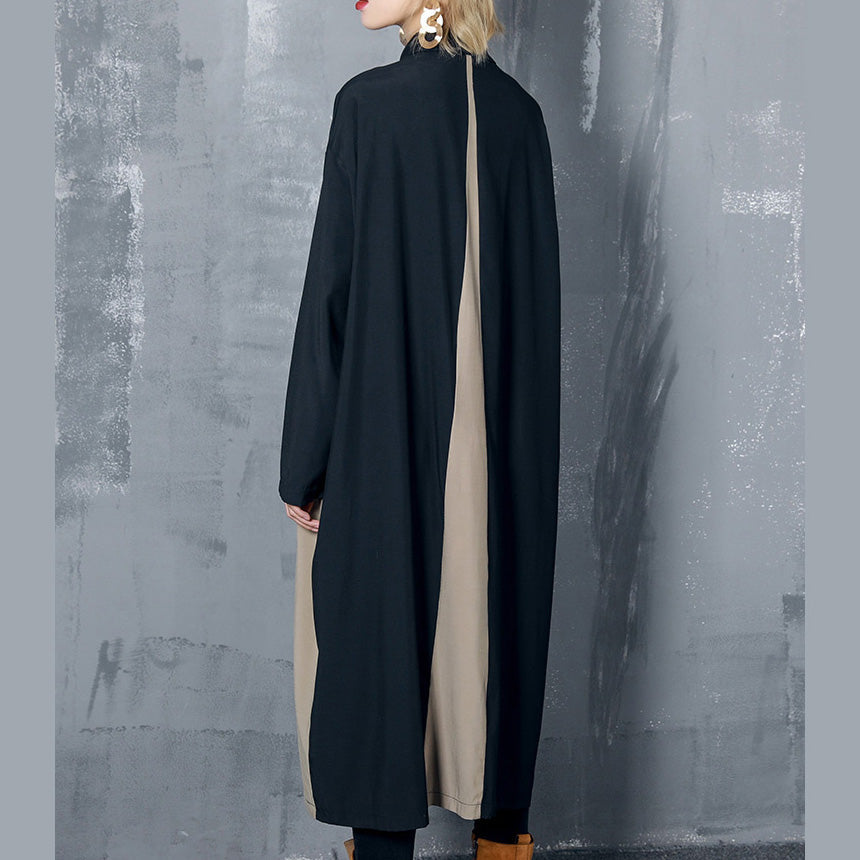 Simple black cotton tunic top 2025 Shape patchwork A Line Dresses