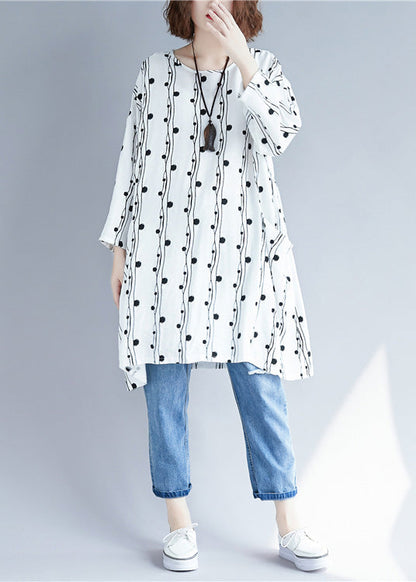 Simple white linen dresses plus size Cotton Batwing Sleeve Dresses Summer Dresses