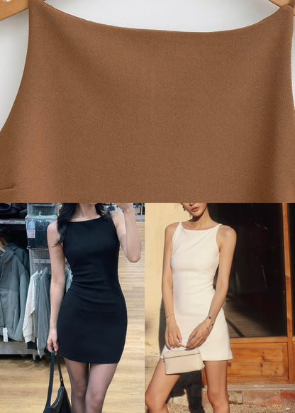 Slim Fit Apricot Patchwork Solid Mid Dress Summer