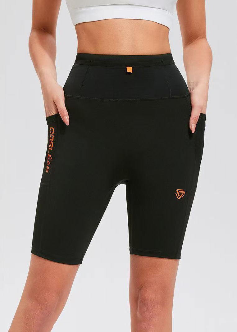 Slim Fit Black High Waist High-Stretch Breathable Tennis 5-Inch Shorts