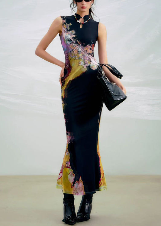 Slim Fit Black Hollow Out Tulle Long Dresses Summer