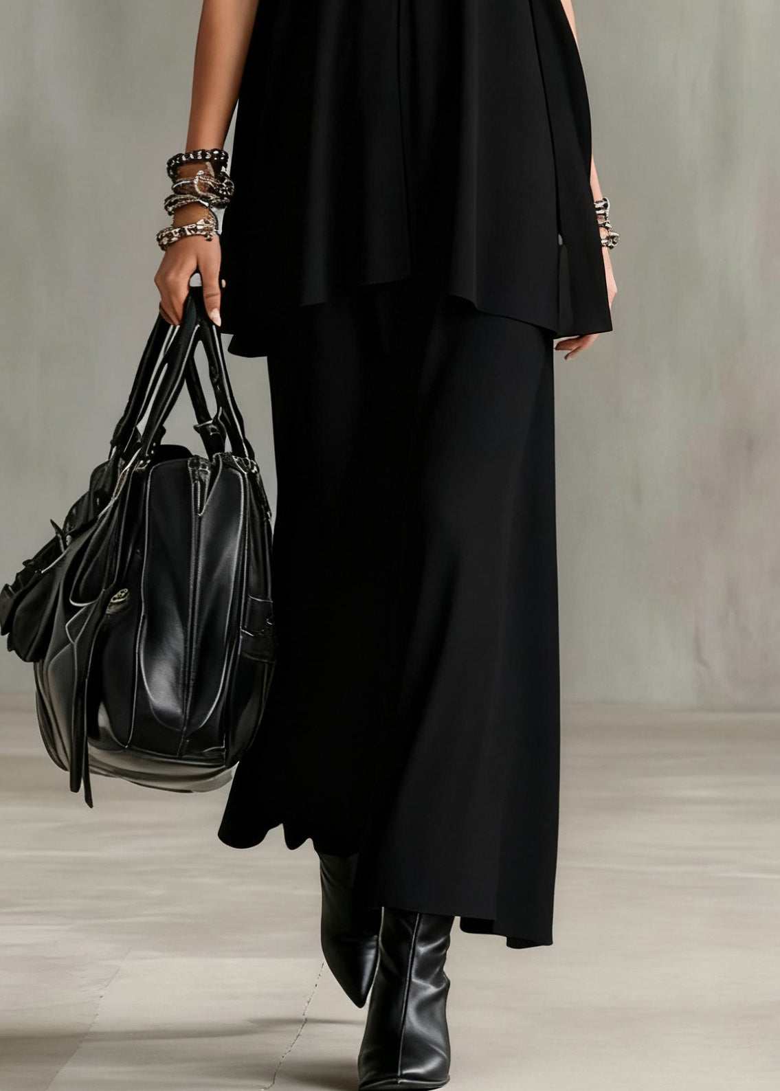 Slim Fit Black V Neck Solid Tops And Skirts Cotton Two Pieces Set Sleeveless