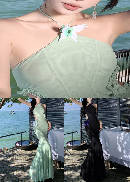 Slim Fit Green Butterfly Hollow Out Tulle Fishtail Dresses Summer