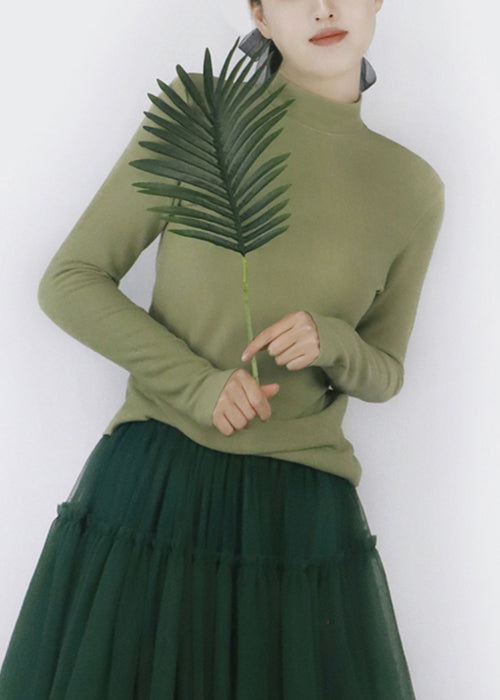 Slim Fit Green Thick Solid T Shirt Tops