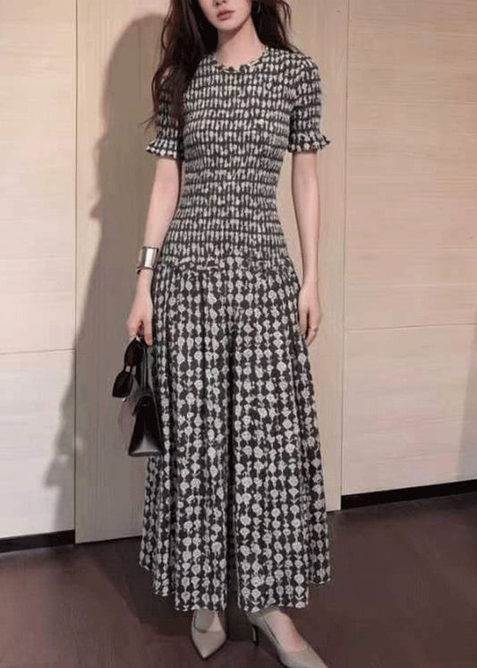 Slim Fit Plaid Print Holiday Long Dress Summer