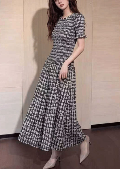 Slim Fit Plaid Print Holiday Long Dress Summer