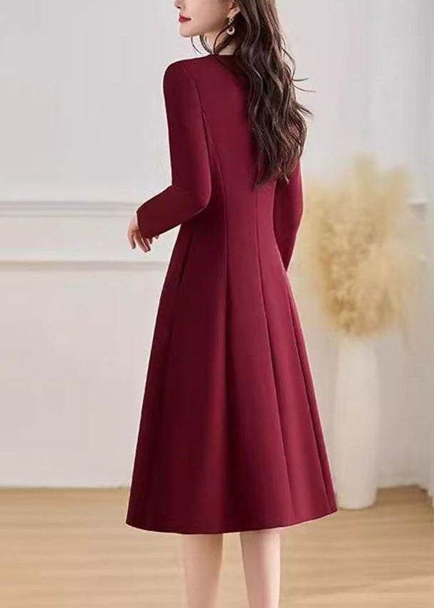 Slim Fit Red V Neck Maxi Dresses Fall