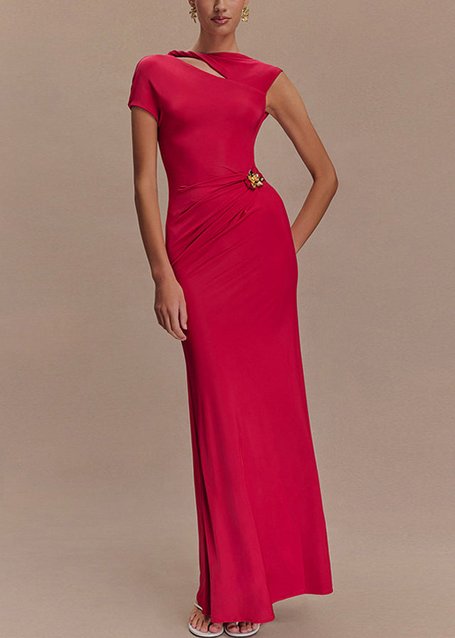 Slim Fit Rose Backless Original Design Cotton Maxi Dresses Summer