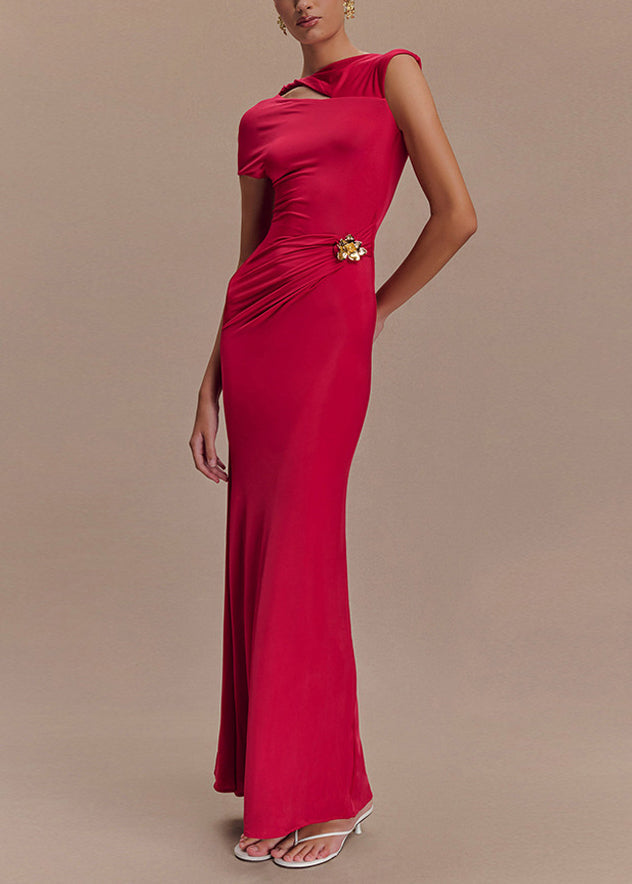 Slim Fit Rose Backless Original Design Cotton Maxi Dresses Summer