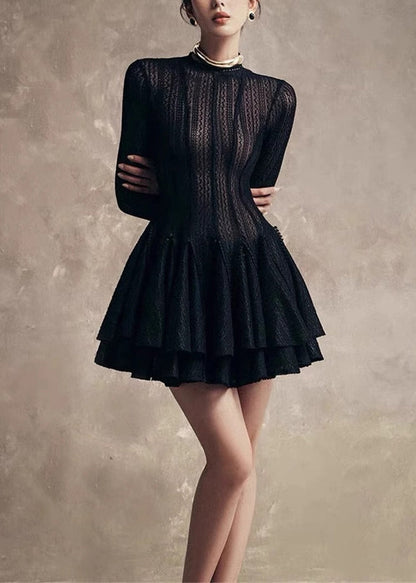 Slim Fit White Zippered High Waist Lace Mid Dress Fall