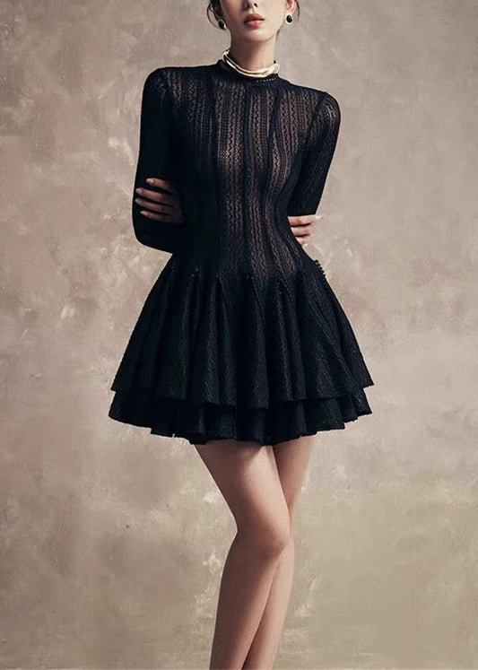 Slim Fit White Zippered High Waist Lace Mid Dress Fall