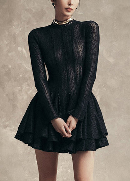 Slim Fit White Zippered High Waist Lace Mid Dress Fall