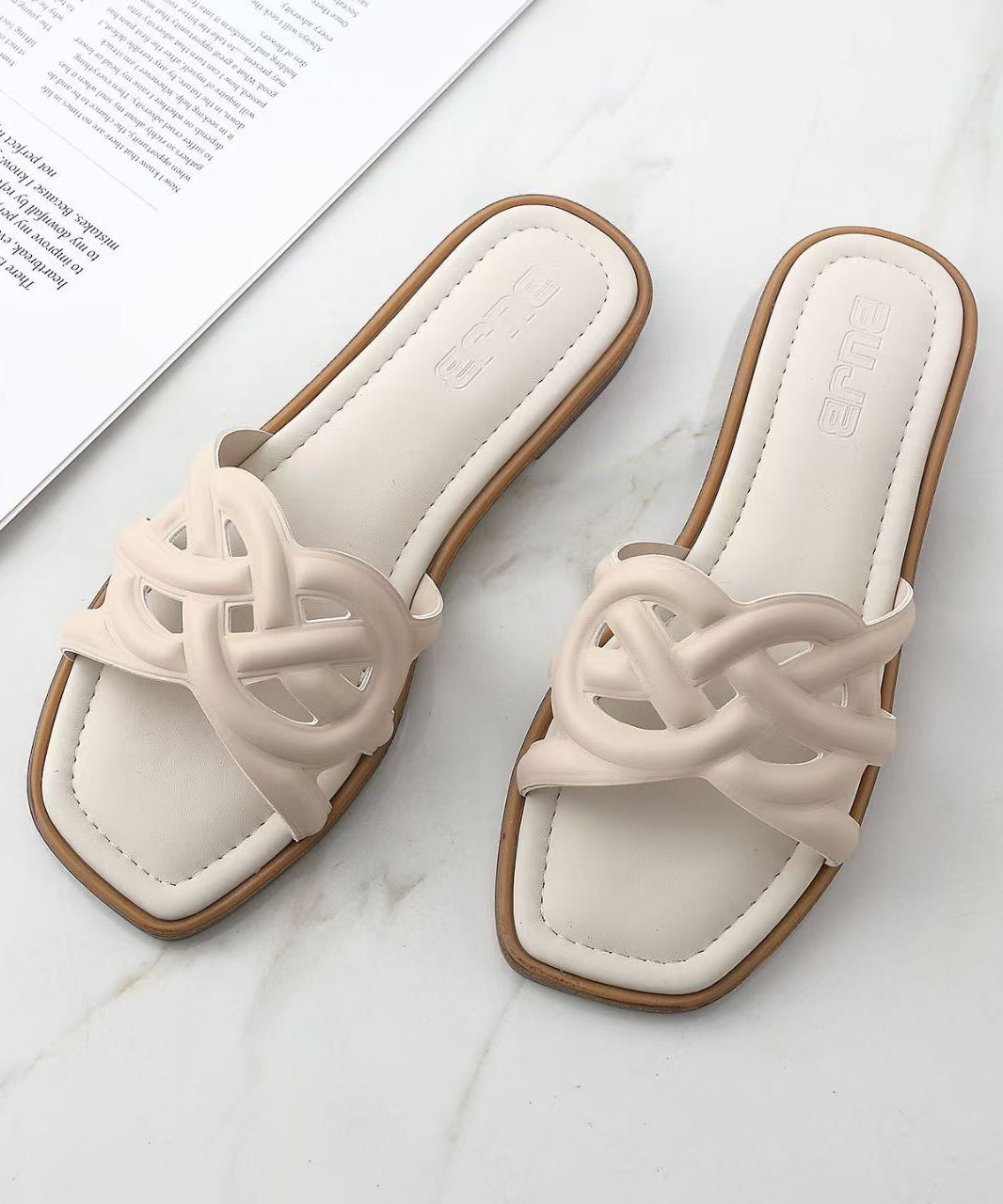 Soft Black Faux Leather Thong Sandals