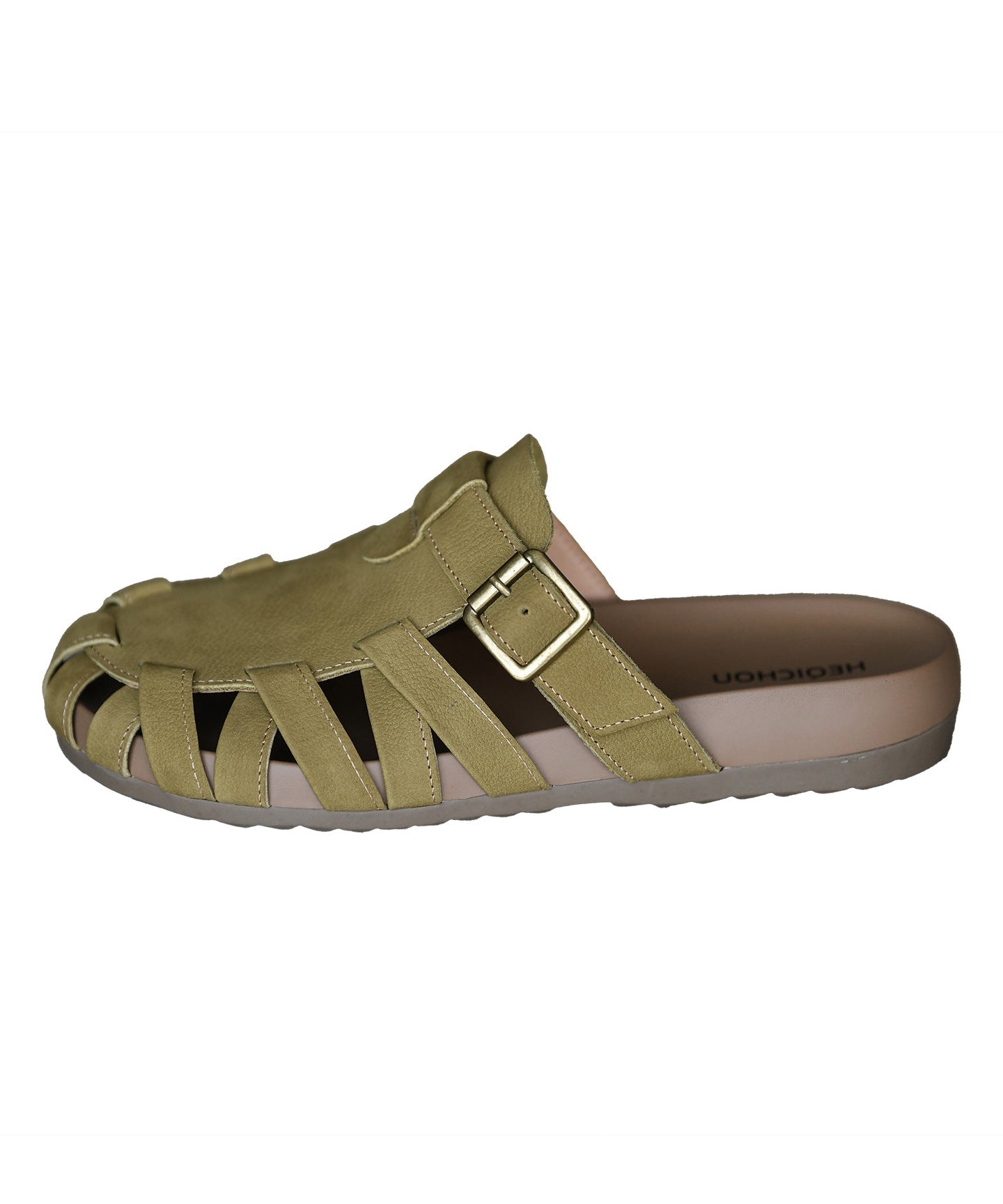 Soft Green Cowhide Leather Hollow Out Flip Flops