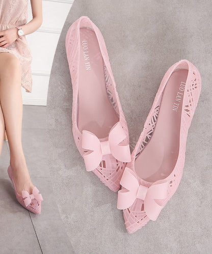 Soft Hollow Out Flat Shoes Purple Pointed Toe Faux Leather