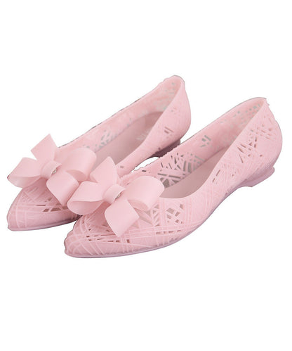 Soft Hollow Out Flat Shoes Purple Pointed Toe Faux Leather