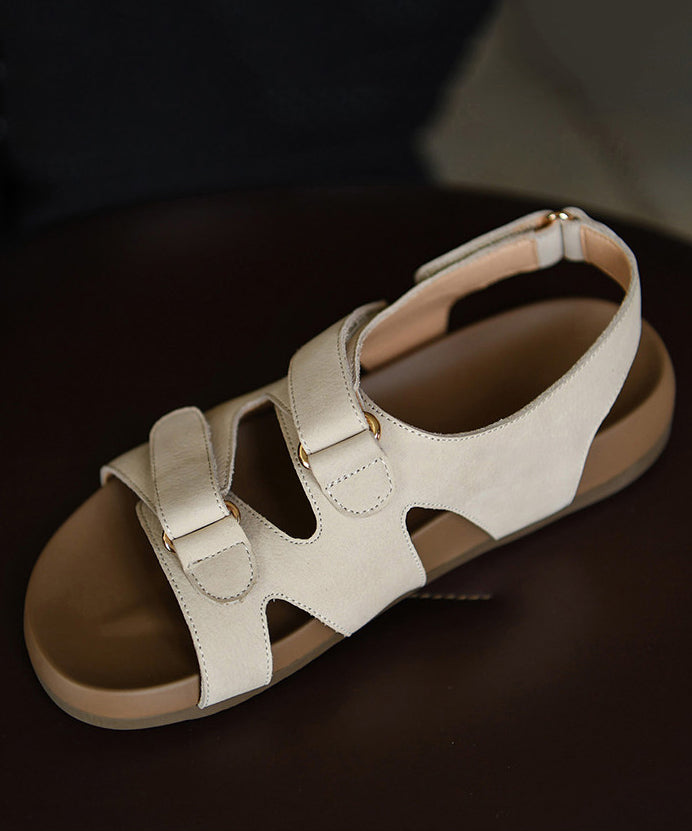Soft Peep Toe Sandals White Cowhide Leather
