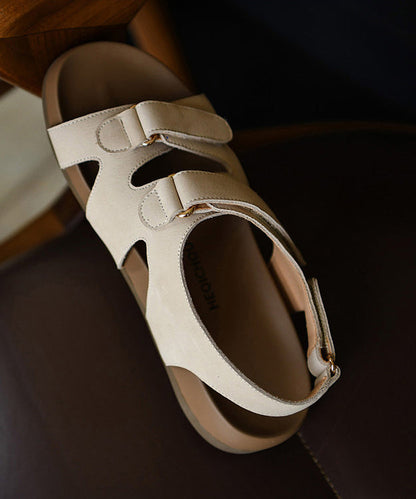Soft Peep Toe Sandals White Cowhide Leather