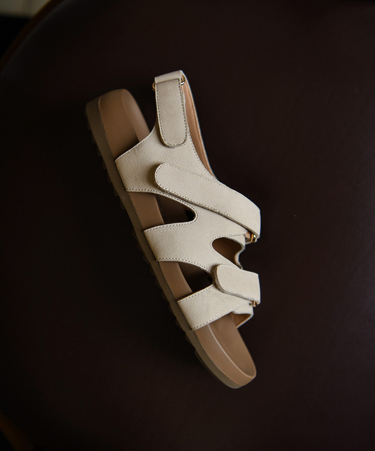 Soft Peep Toe Sandals White Cowhide Leather