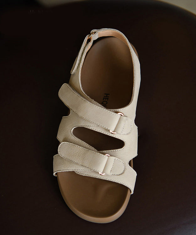 Soft Peep Toe Sandals White Cowhide Leather
