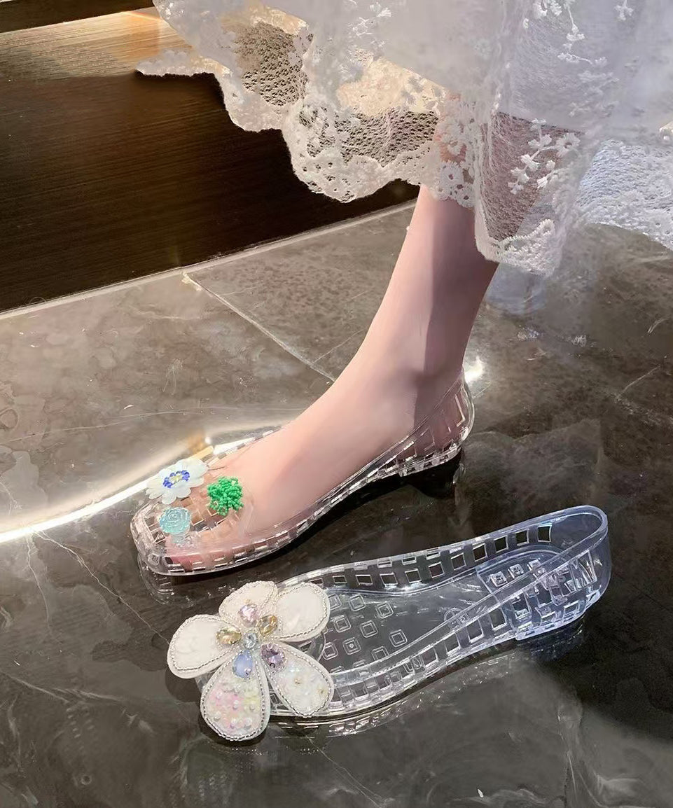 Soft Sheer Sandals Hollow Out Asymmetrical Design Sandals
