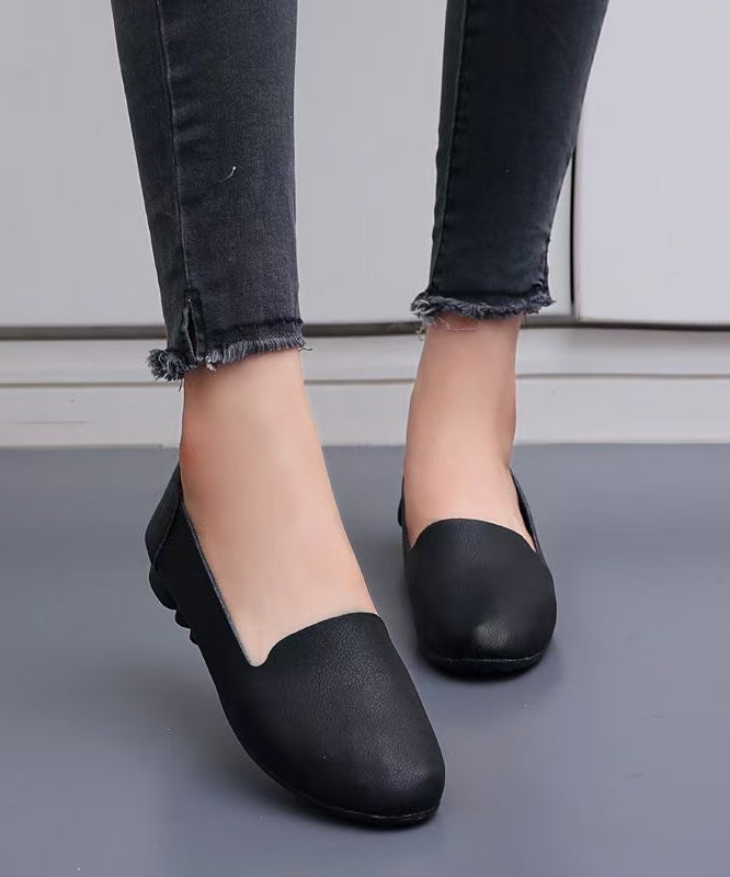 Soft Yellow Faux Leather Flat Shoes For Women