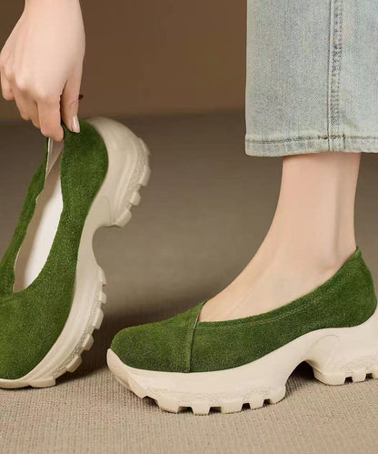 Splicing Green Flat Feet Shoes Platform Flats