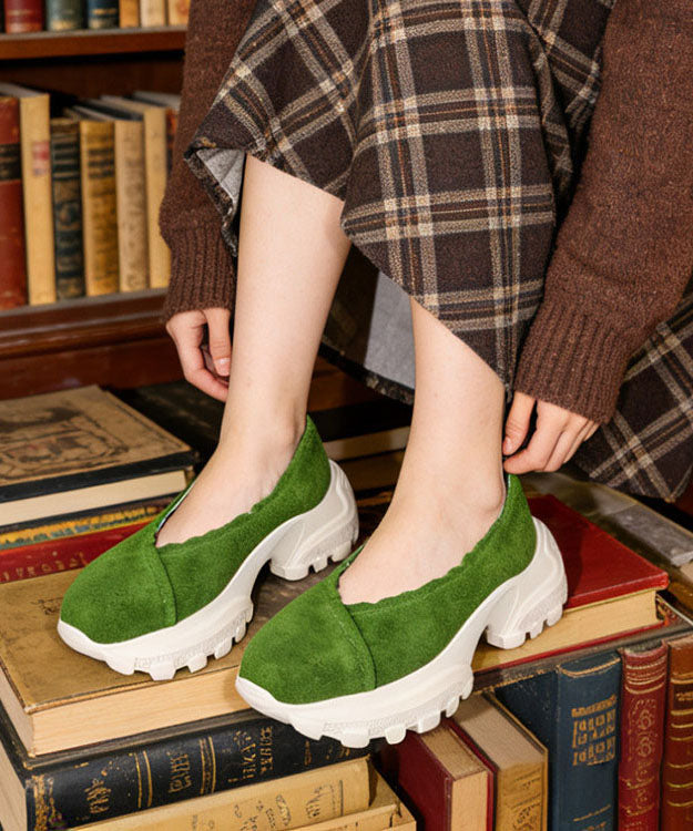 Splicing Green Flat Feet Shoes Platform Flats