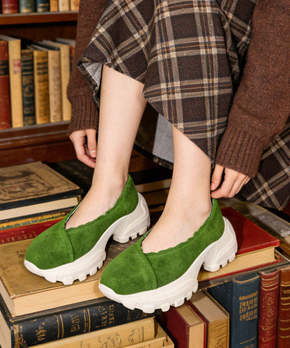 Splicing Green Flat Feet Shoes Platform Flats