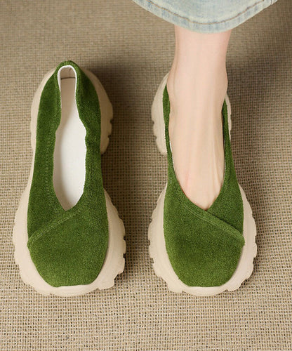 Splicing Green Flat Feet Shoes Platform Flats