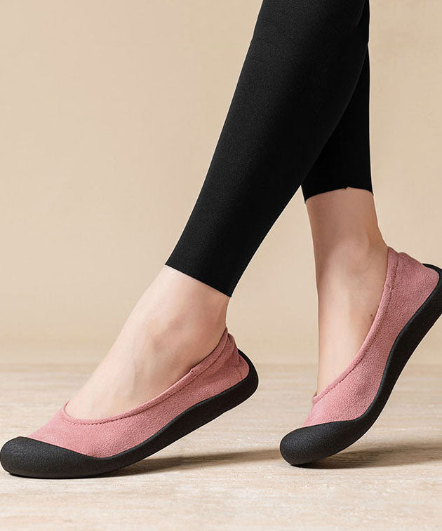 Splicing Pink Flat Shoes For Women Comfortable Flat Shoes