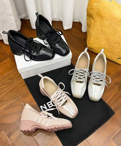 Sports Style Women's Black Platform Heel Soled Strap Ballet Single Shoes