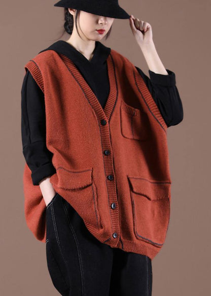Spring 2021 New Korean Women's Loose Caramel Sweater Vest - SooLinen