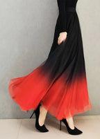 Spring Summer Gradient Color High Waist Exra Large Hem Skirts