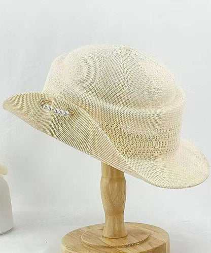 Spring Summer Women's Beige Knitting Versatile Cloche Hat