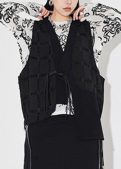Street Style Tassel Buckle Asymmetrical Design Sleeveless Vest Summer