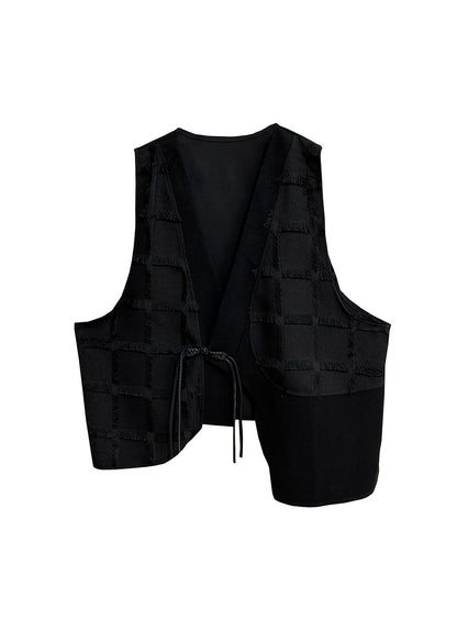 Street Style Tassel Buckle Asymmetrical Design Sleeveless Vest Summer