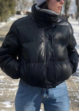 Load image into Gallery viewer, Streetwear Black Zip Up Fine Cotton Filled Short Witner Coats