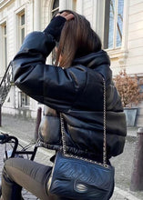 Load image into Gallery viewer, Streetwear Black Zip Up Fine Cotton Filled Short Witner Coats