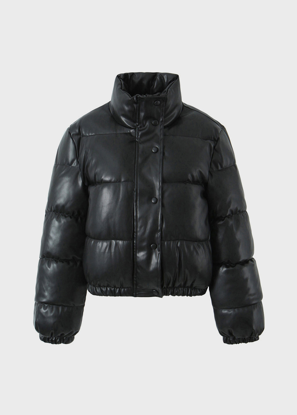 Streetwear Black Zip Up Fine Cotton Filled Short Witner Coats