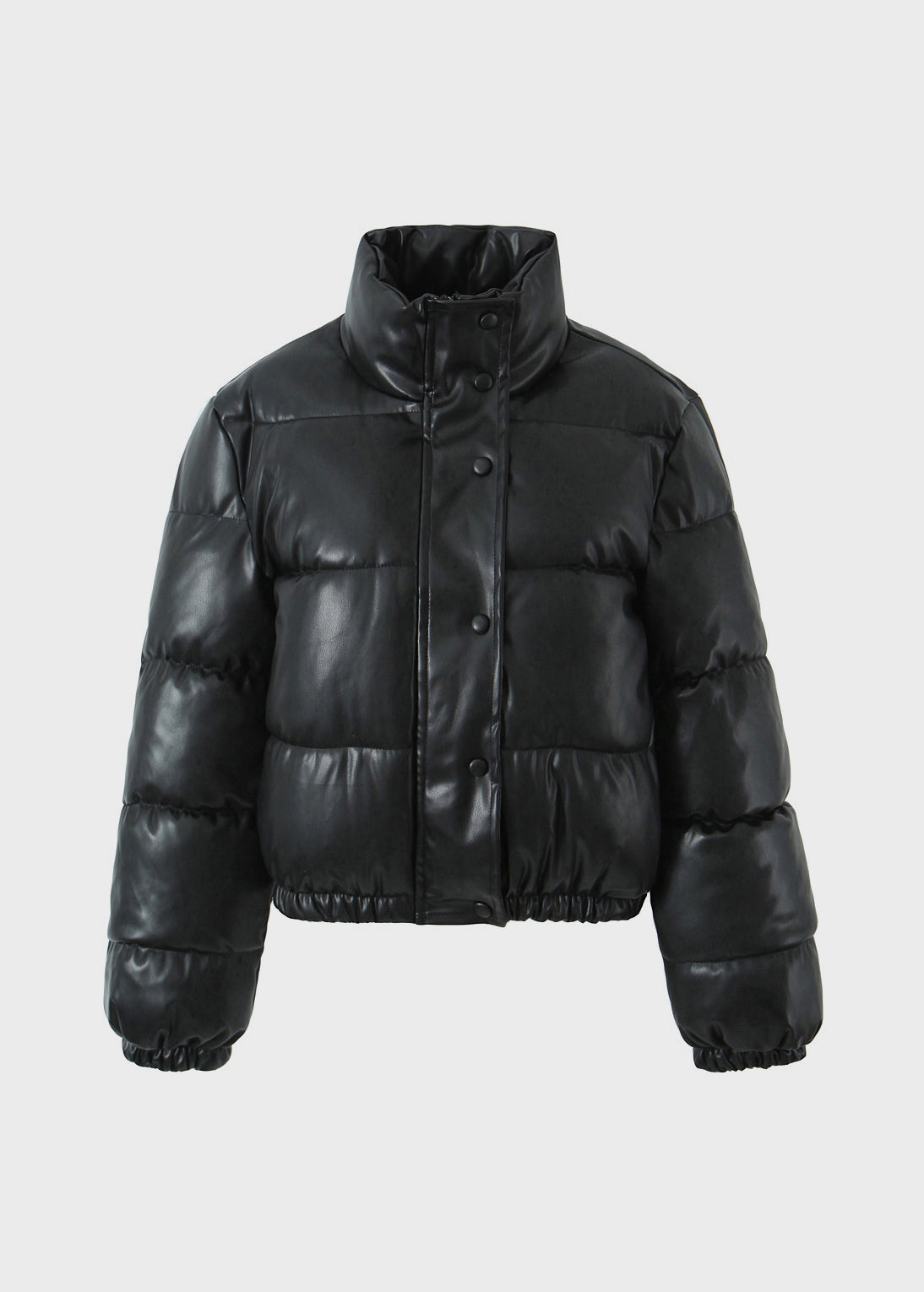 Streetwear Black Zip Up Fine Cotton Filled Short Witner Coats